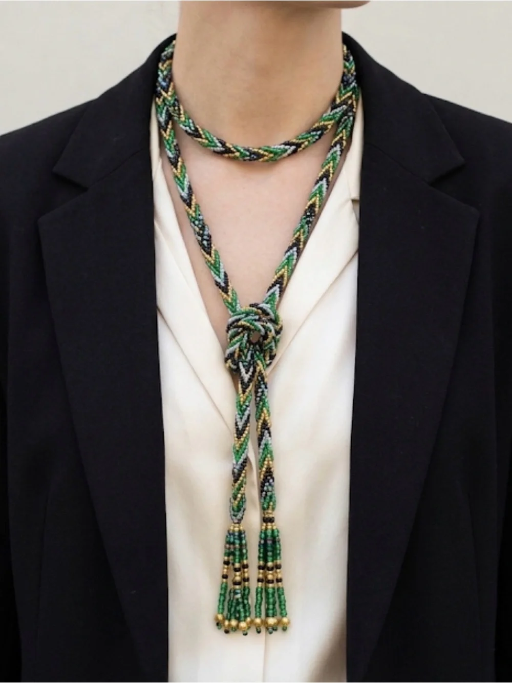 VTG Braided Seed Bead Long Lariat Belt / Necklace 50” Multicolored